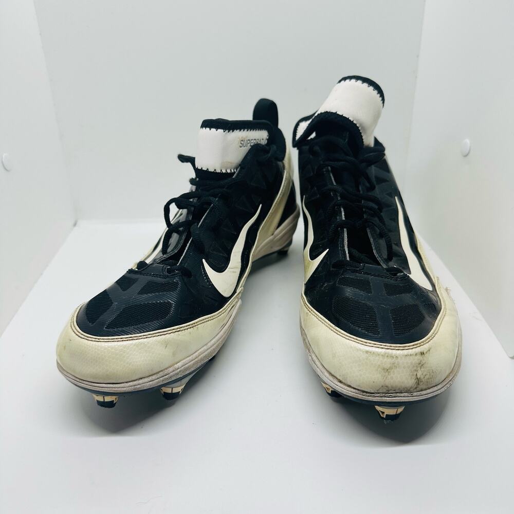 NIKE Men's Super Bad Air Black & White Zoom Football Cleats Shoes Size US 13